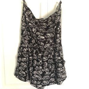 F21 Black Elephant Strapless Romper